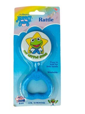 NEW Vintage Muppet Babies Kermit My Little Star Baby Rattle 1989 Plastic Sealed